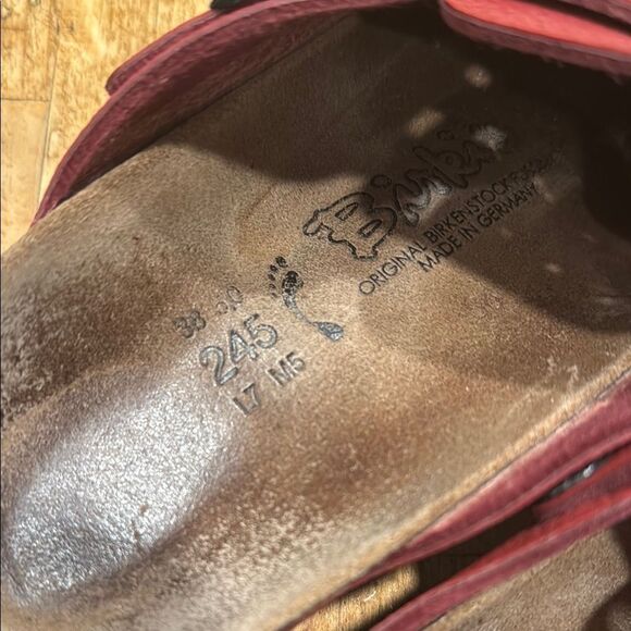 Birkenstock Red Leather Clogs with Buckles - Picture 6 of 6